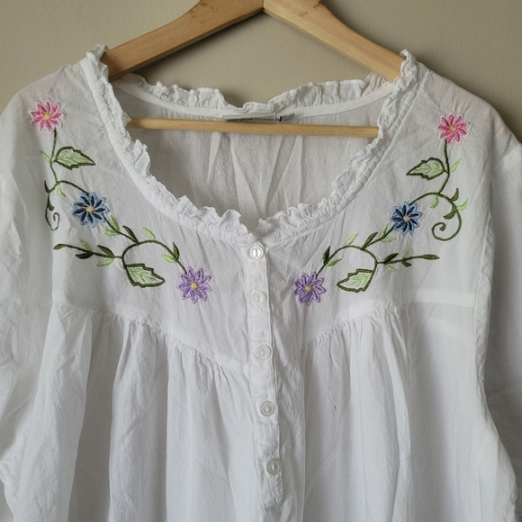 Goald Coast 100% Cotton Embroidered Prairie Dress White XL - Picture 2 of 9